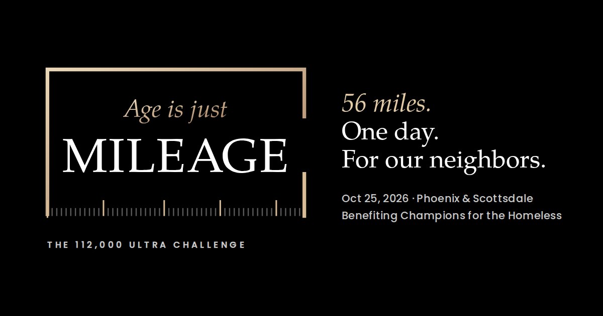 AGE IS JUST MILEAGE - The 112,000 Ultra Challenge benefiting Champions for the Homeless, photo 2 of 4